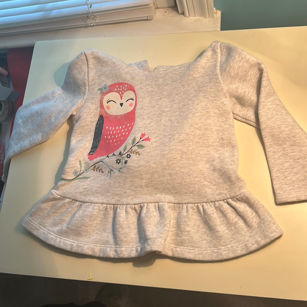 Carters gray and pink hooded long sleeve sweatshirt